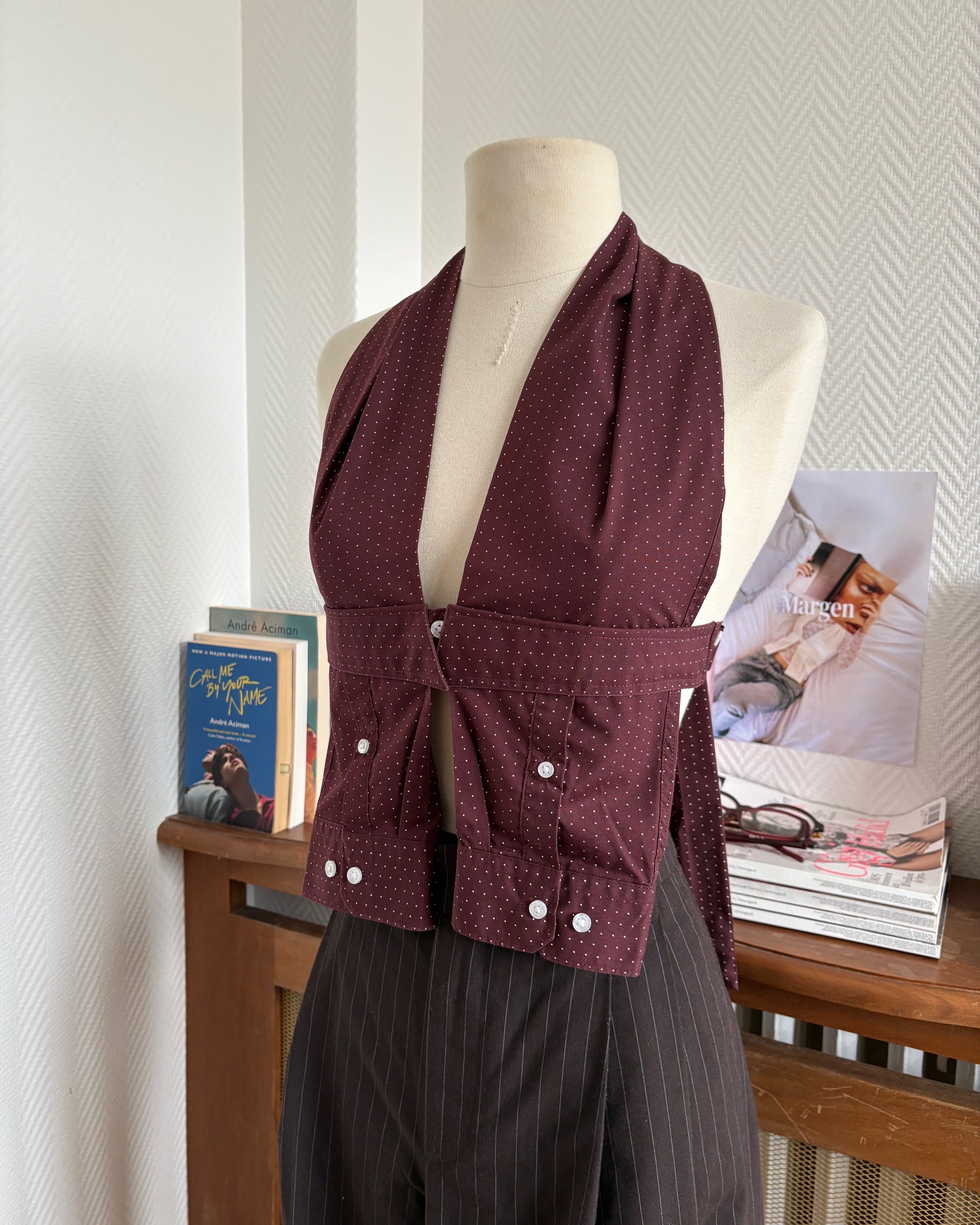 le Top Chemise Burgundy Polka