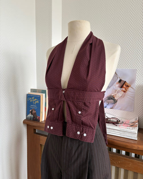 le Top Chemise Burgundy Polka