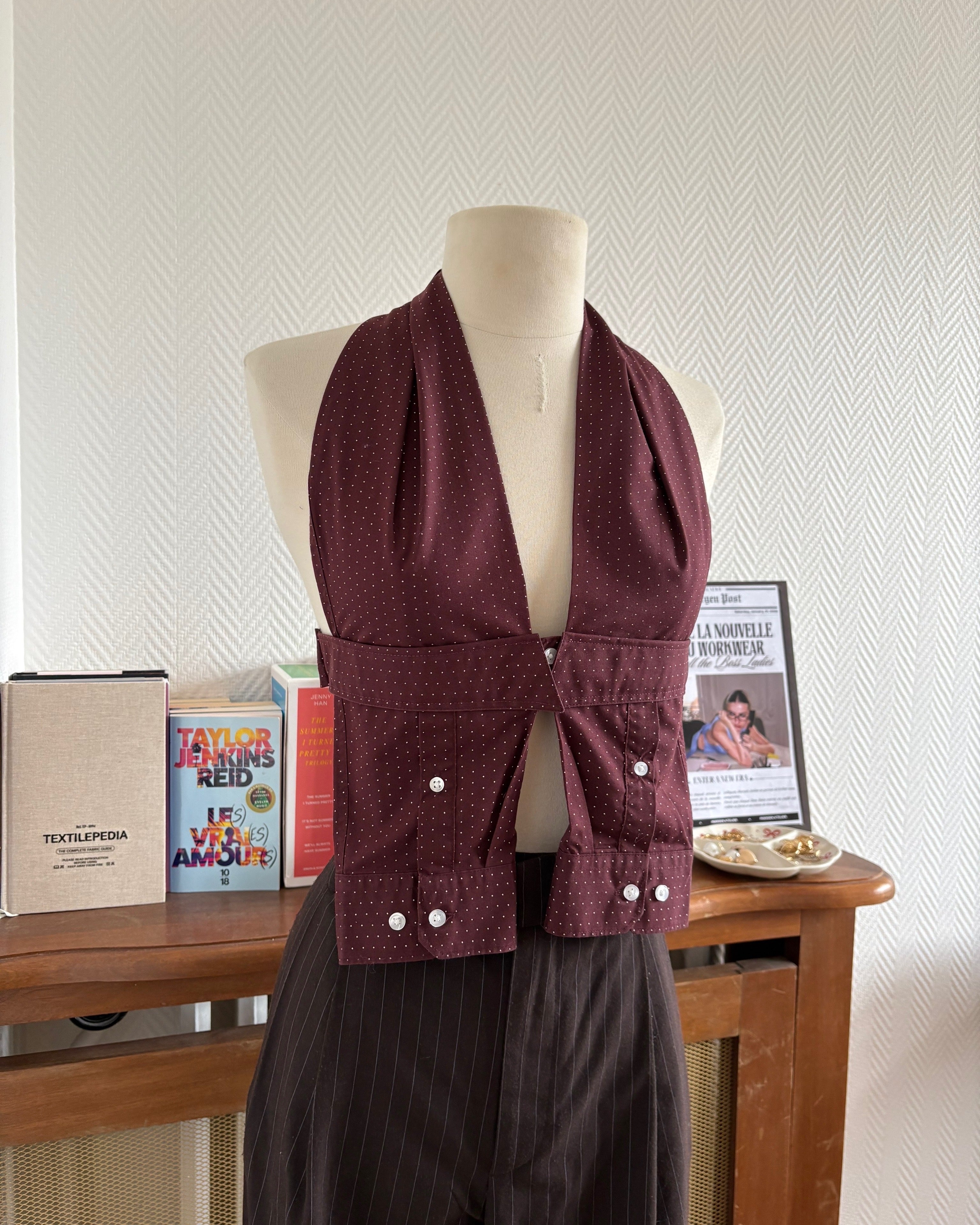 le Top Chemise Burgundy Polka