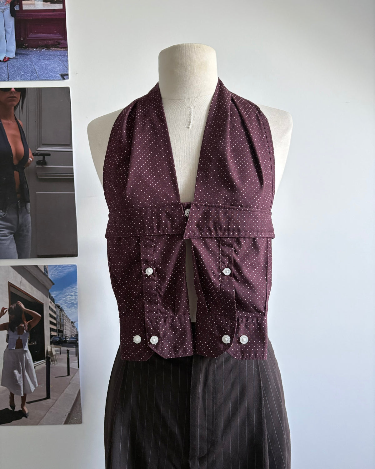 le Top Chemise Burgundy Polka