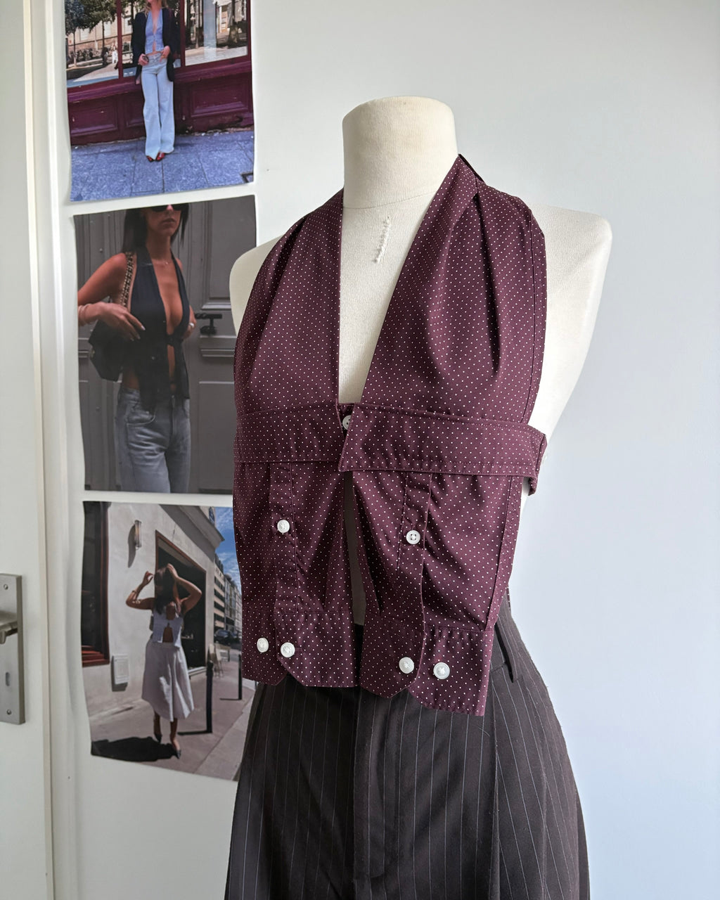le Top Chemise Burgundy Polka