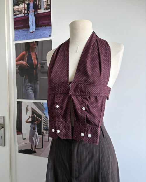 le Top Chemise Burgundy Polka