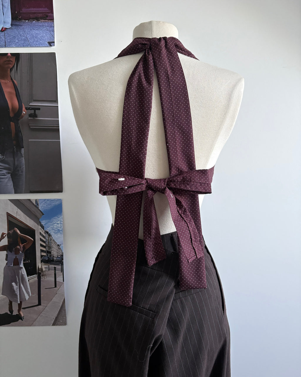 le Top Chemise Burgundy Polka