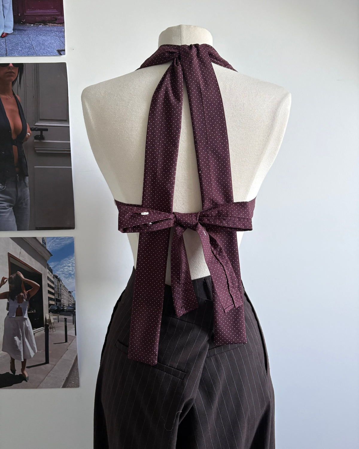 le Top Chemise Burgundy Polka