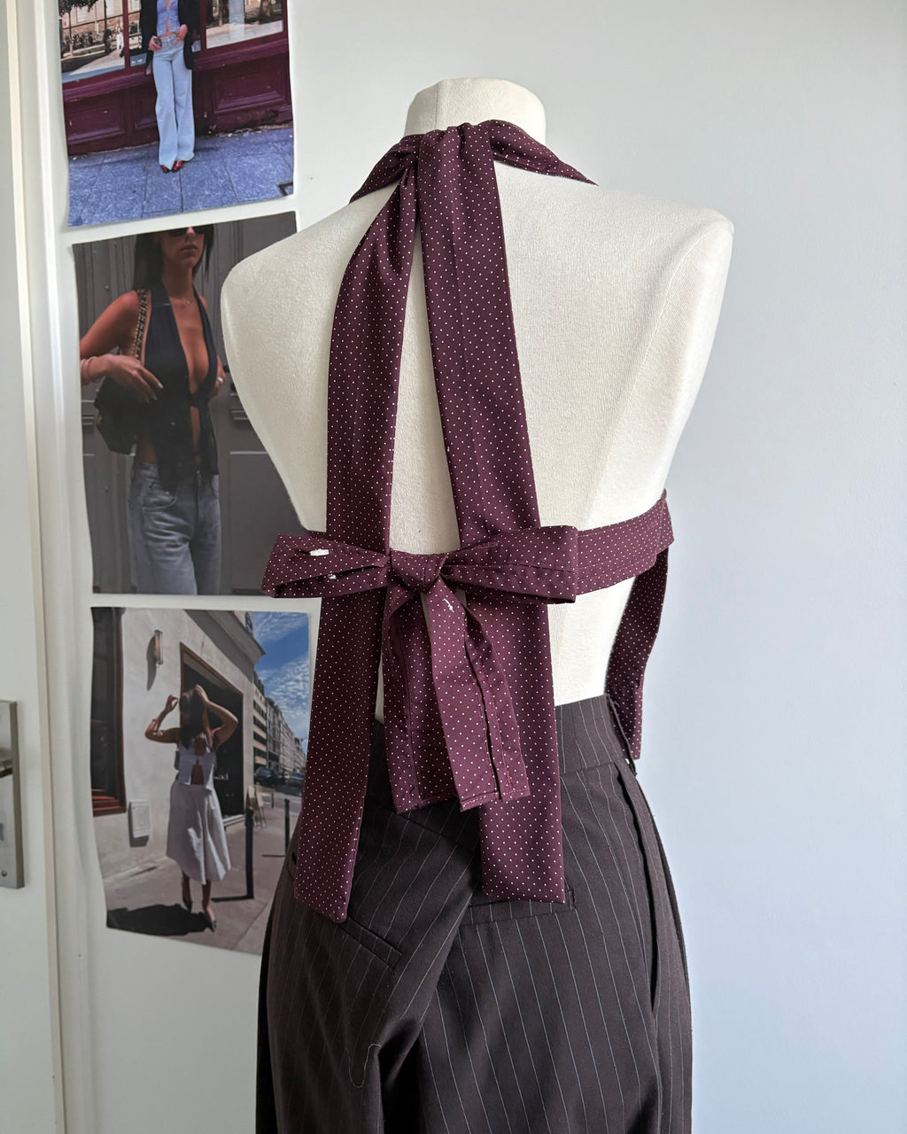 le Top Chemise Burgundy Polka