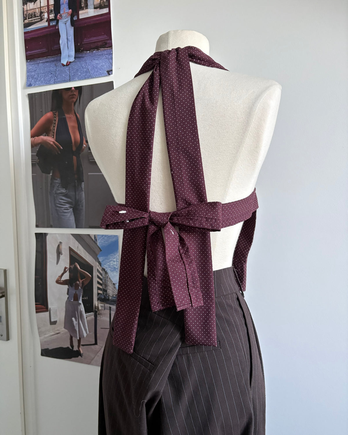 le Top Chemise Burgundy Polka